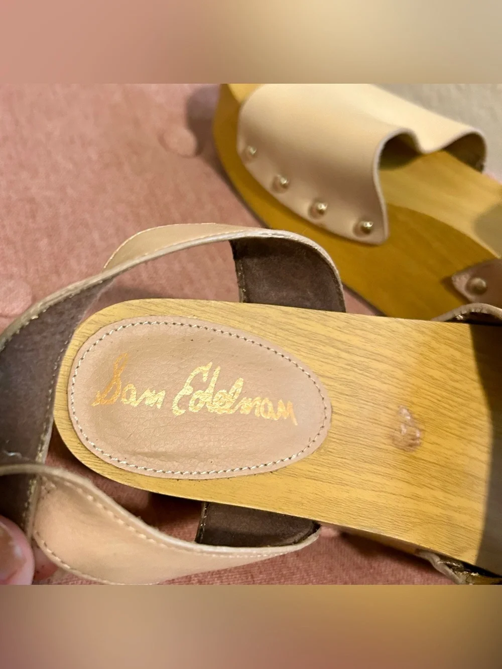 Sam Edelman Nude Platform Sandal with Wood-Effect Sole